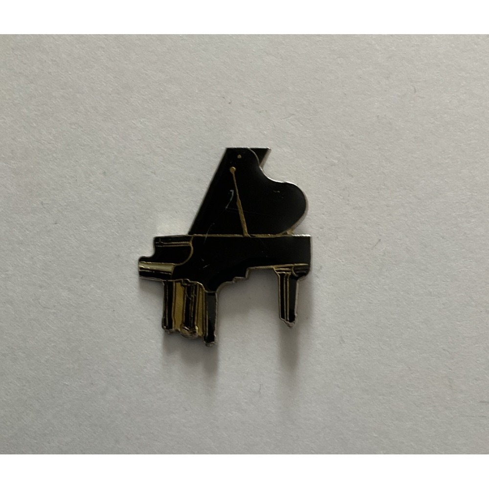 Vintage Grand Piano Black Lapel Pin Music Instrument Brooch Pinback US Made